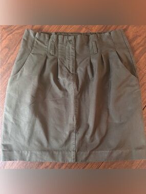 Banana Republic Olive Green Cotton Pleated Lined Mini Skirt - Size 6